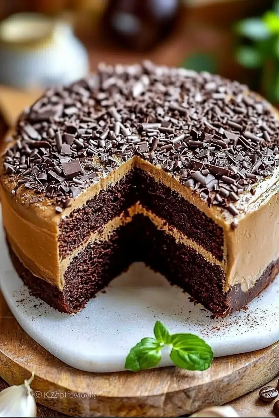 Delicious Coffee Chocolate Cake, a rich dessert featuring cocoa and coffee flavors.
