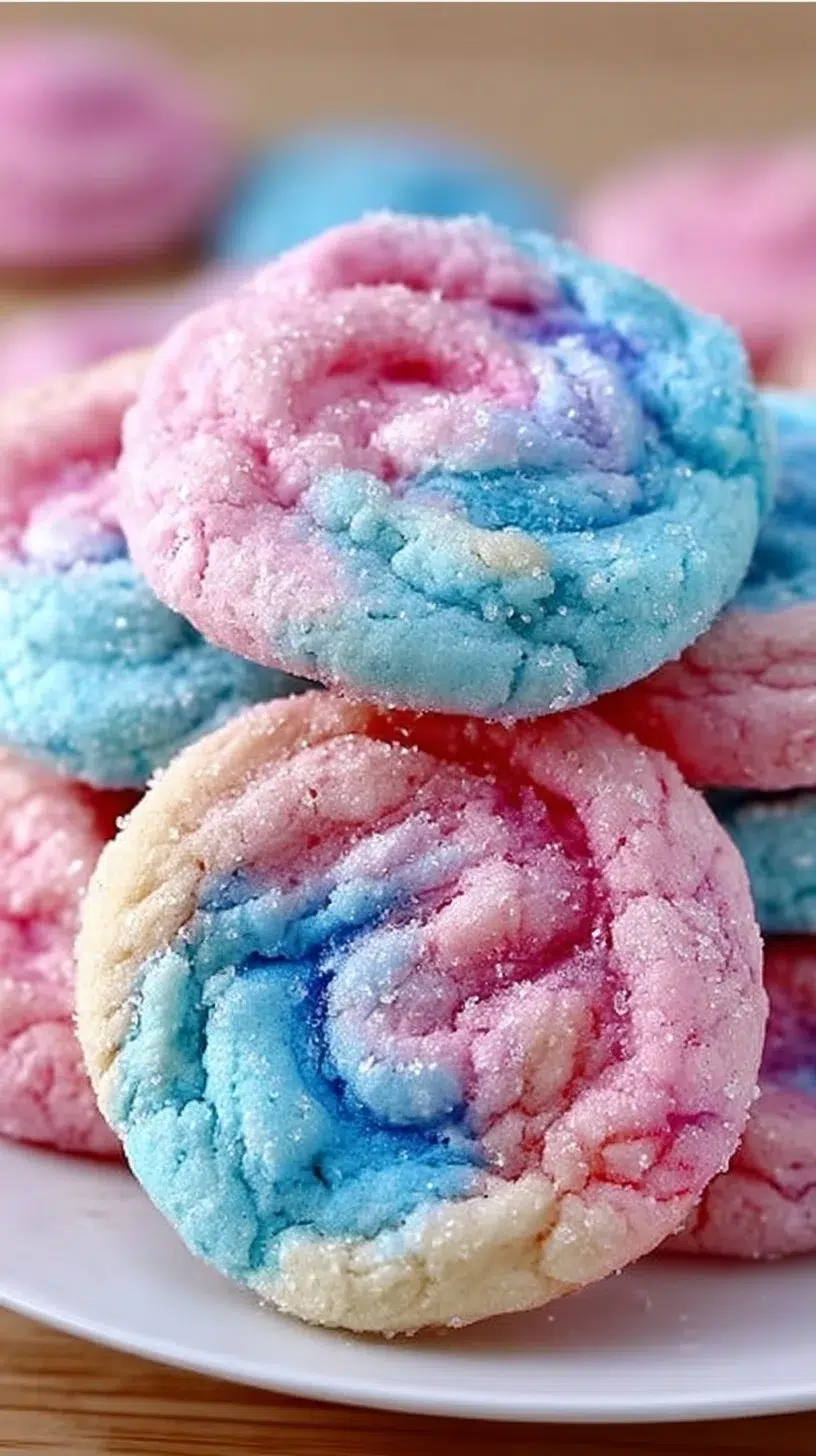 Colorful and fun Cotton Candy Cookies displayed on a plate