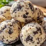 Cream cheese Oreo protein balls on a plate, a healthy snack option