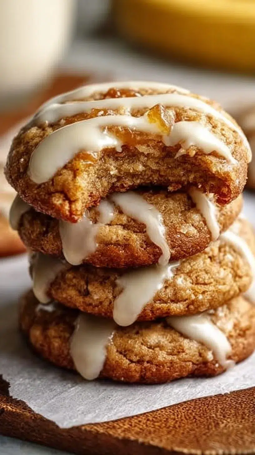 Crumbl Banana Bread Cookies with Cream Cheese Glaze