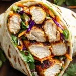 Thai Chicken Wrap with crunchy Asian slaw and vibrant ingredients