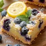 Easy blueberry lemon pie bars with fresh blueberries and lemon zest.
