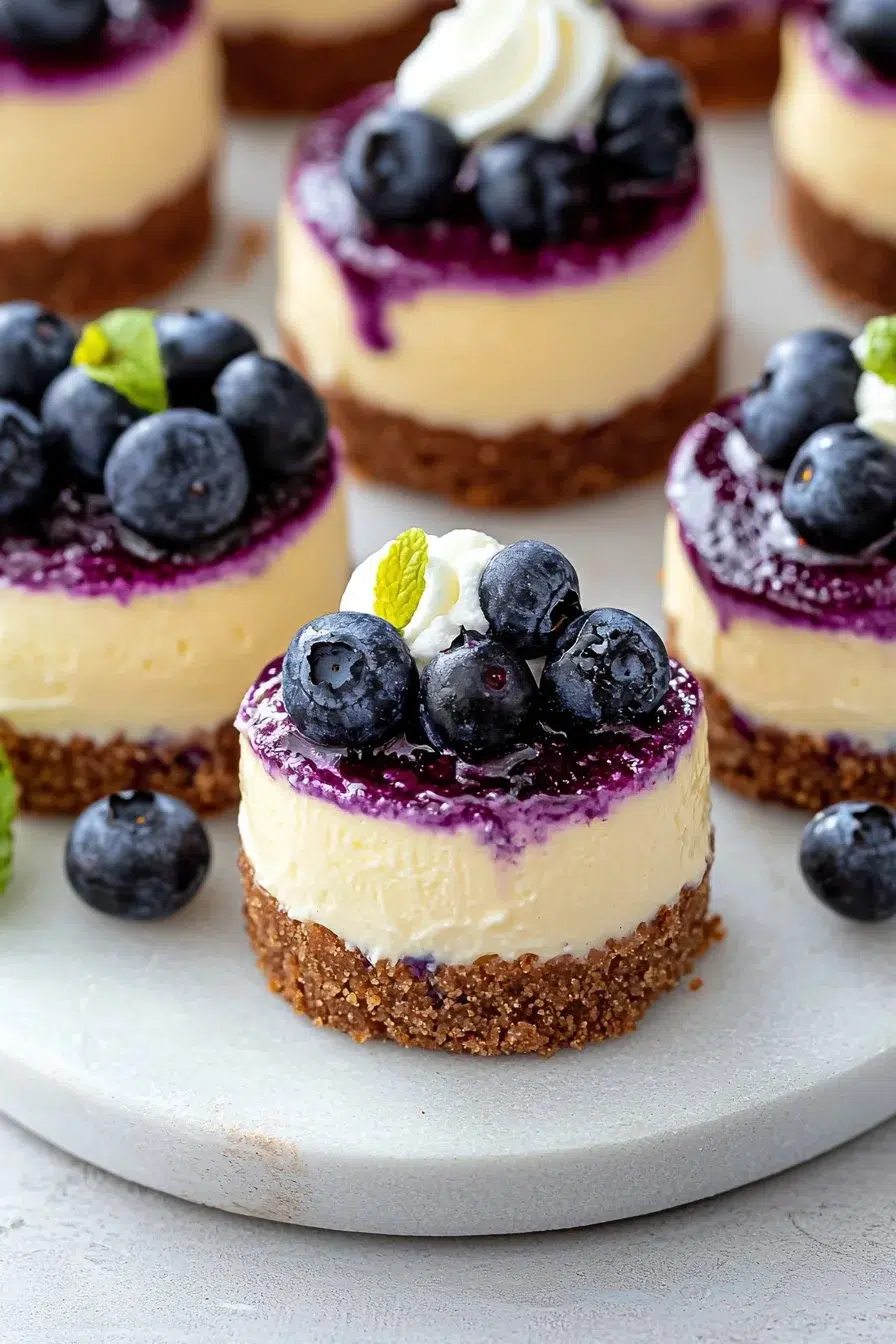 Healthy Mini Lemon Blueberry Cheesecakes