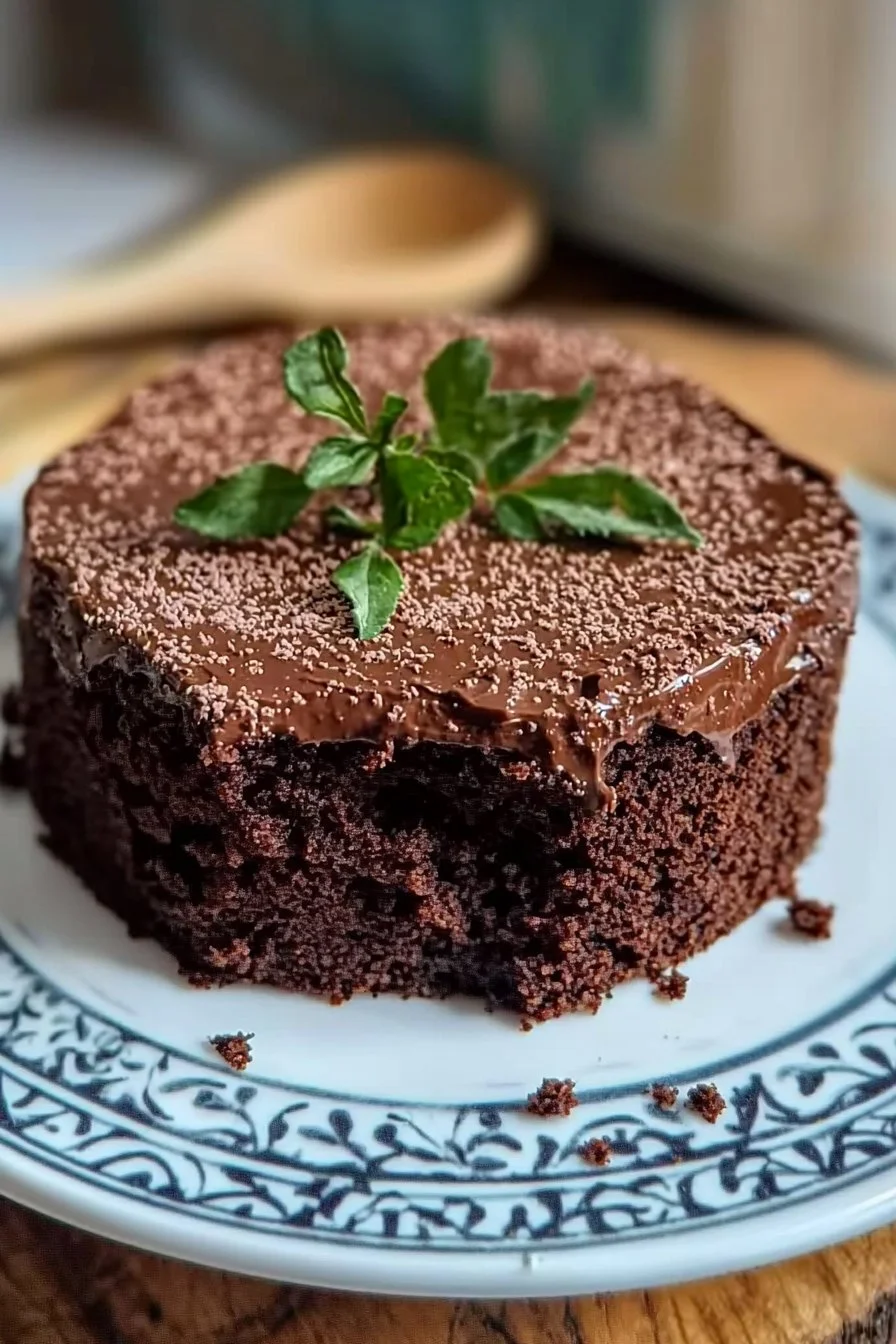 Easy homemade chocolate cake with simple ingredients