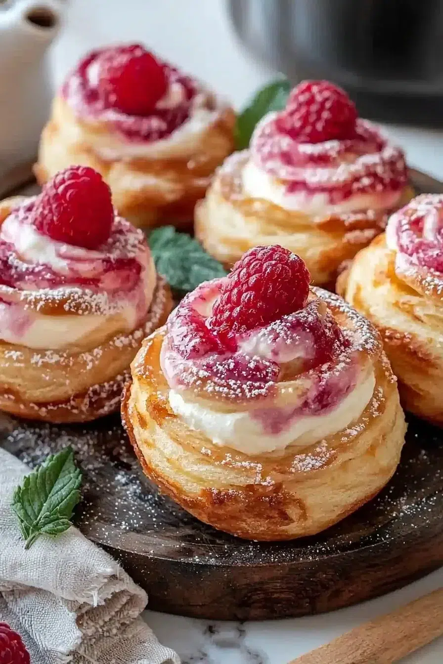 Irresistible raspberry cruffins with cream cheese filling
