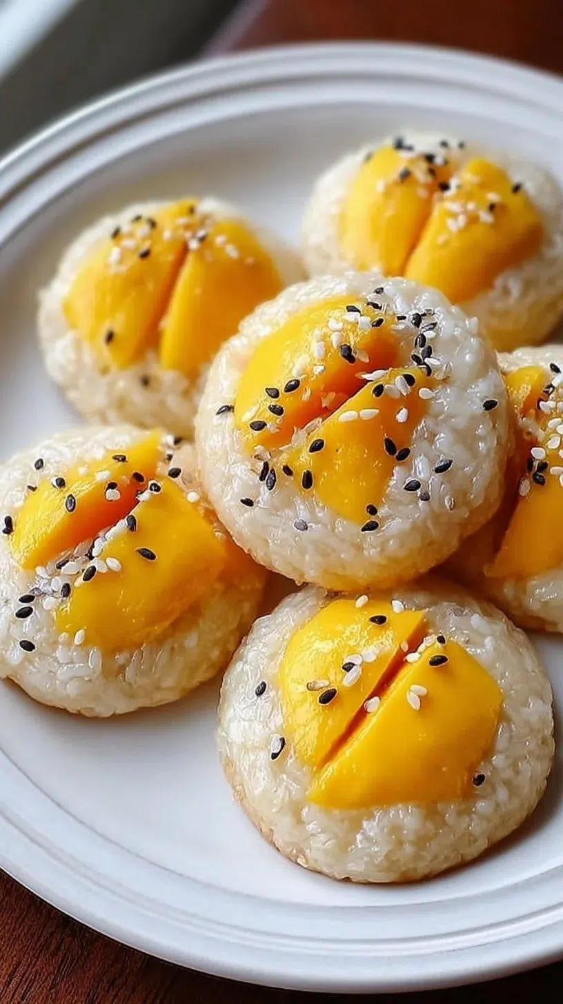 Mango Sticky Rice cookies, a delightful twist on the classic dessert.