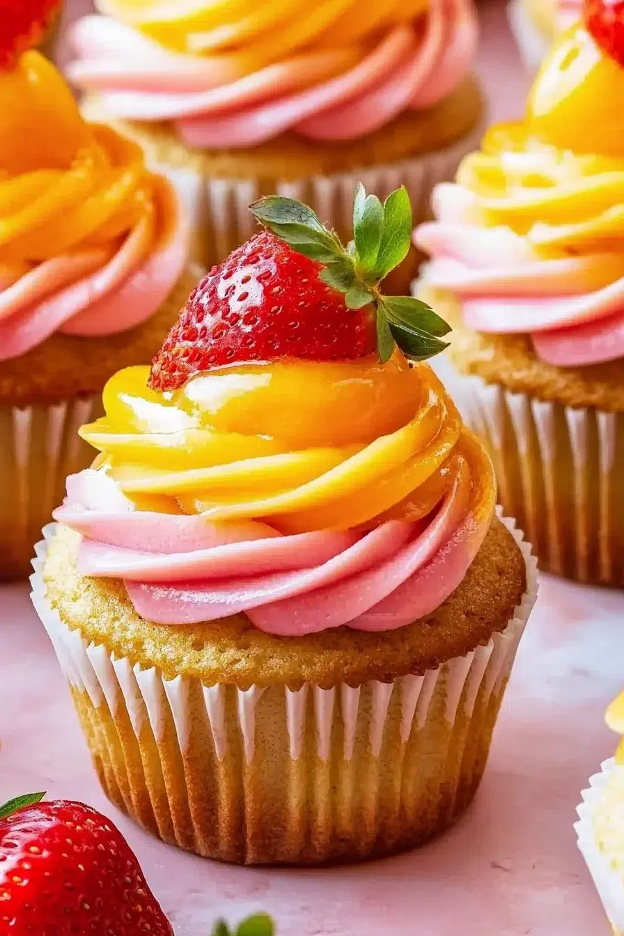 Mango Strawberry Sunset Cupcakes Recipe