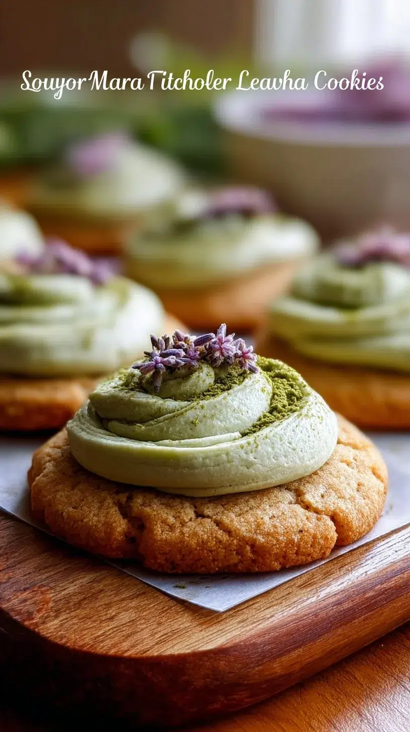 Matcha Sugar Cookies with Lavender Frosting