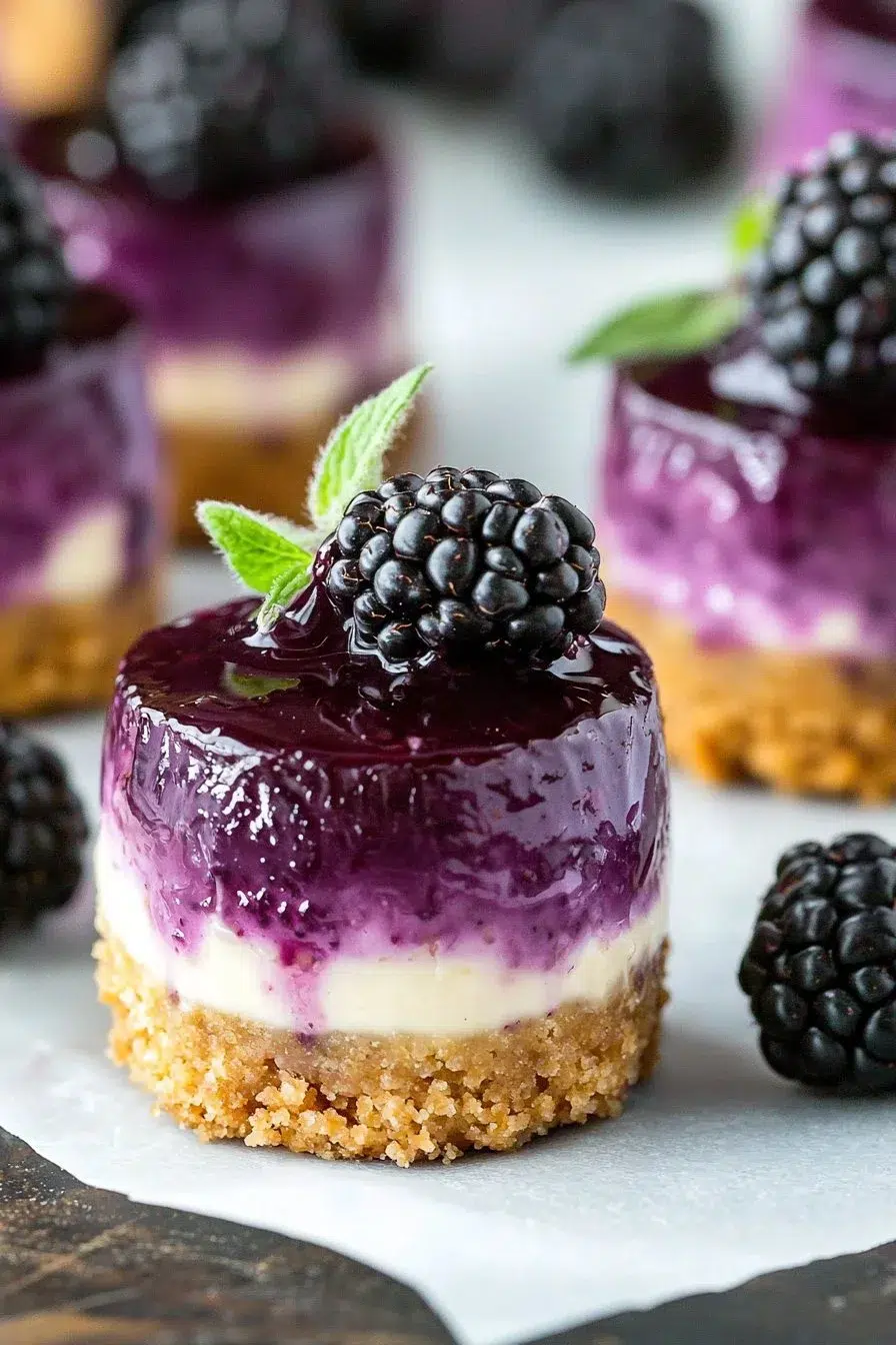 Mini Blackberry Lavender Cheesecakes