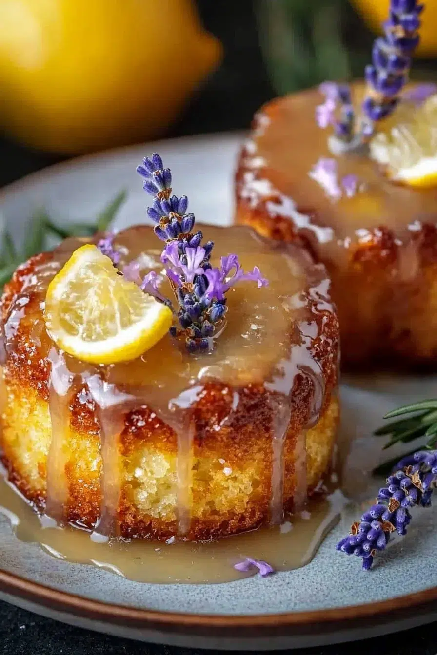 Mini Lemon Cakes With Lavender Glaze