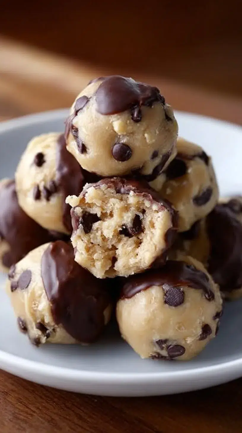 Delicious no-bake cookie dough bites ready to be enjoyed.
