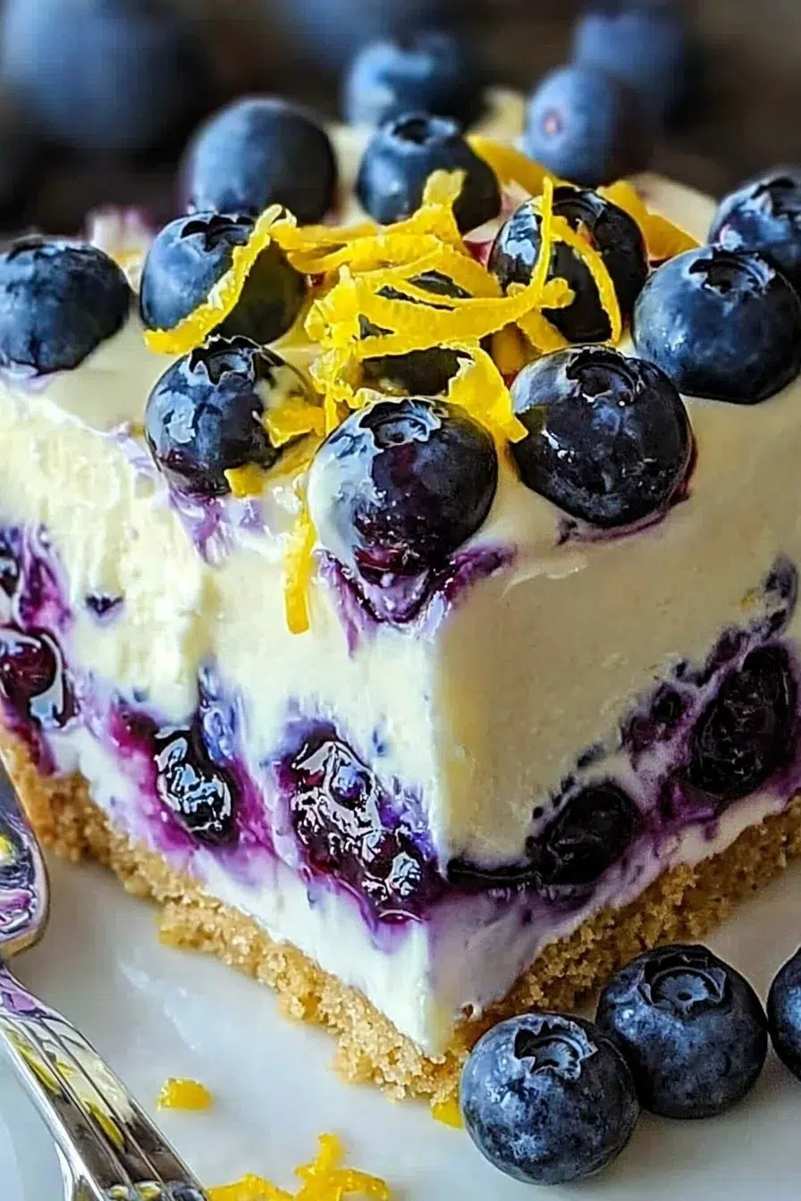 No-Bake Lemon Blueberry Cream Cake