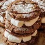 Delicious Nutella marshmallow cookies stacked on a plate