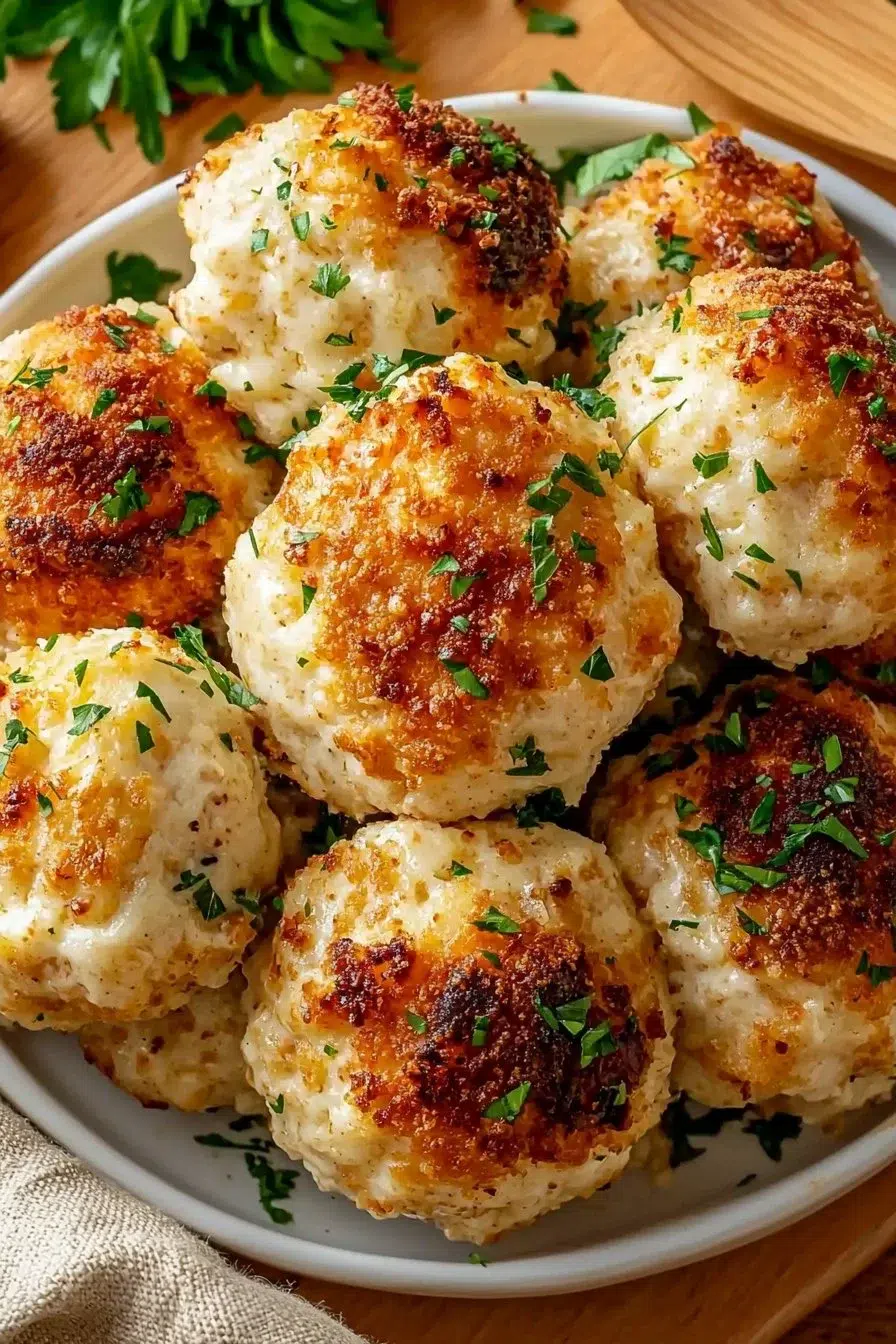 Delicious Parmesan Cloud Chicken Bombs with golden crispy coating