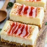 Delicious Philadelphia cheesecake bars topped with fresh fruit and whipped cream