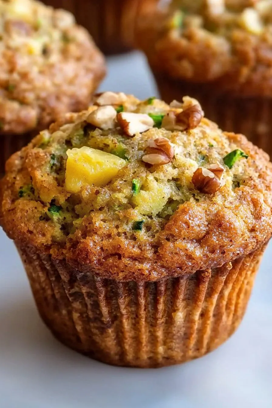 Pineapple Walnut Zucchini Muffins
