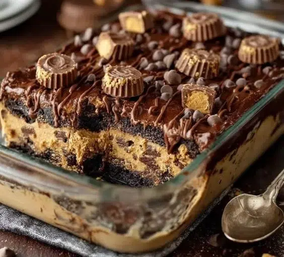 Reese's Chocolate Peanut Butter Earthquake Cake