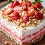 Delicious strawberry crunch cheesecake dessert, a perfect easy treat for gatherings