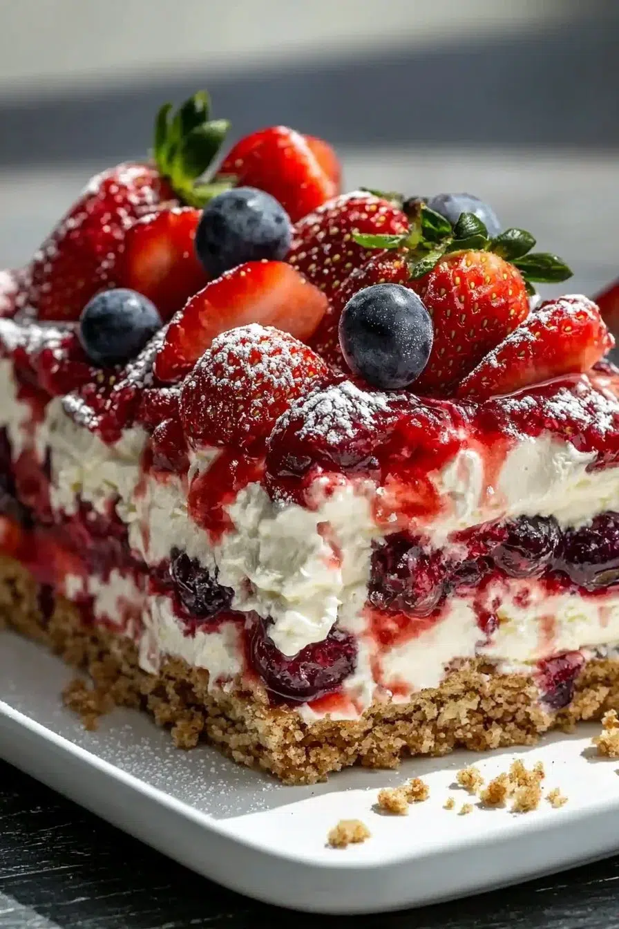 Easy No-Bake Patriotic Strawberry Icebox Cake