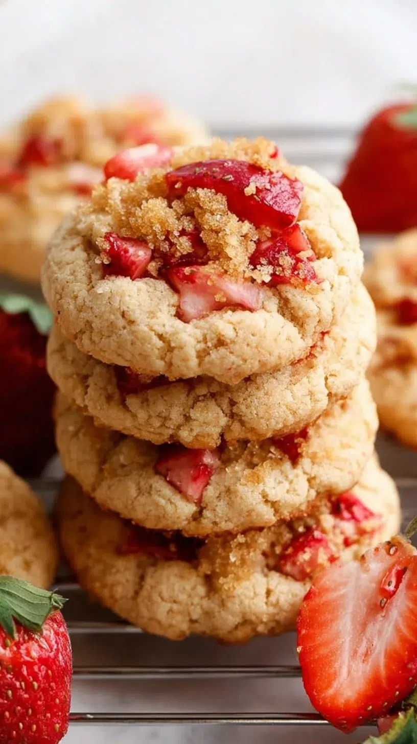 Delicious Strawberry Shortcake Cookies with fresh strawberries and whipped cream