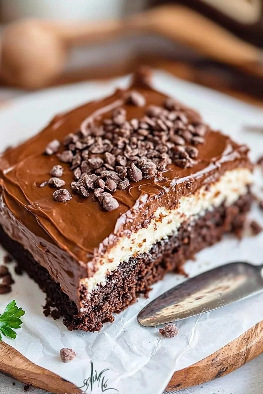 Delicious Texas Sheet Cake, a chocolate dessert perfect for large gatherings