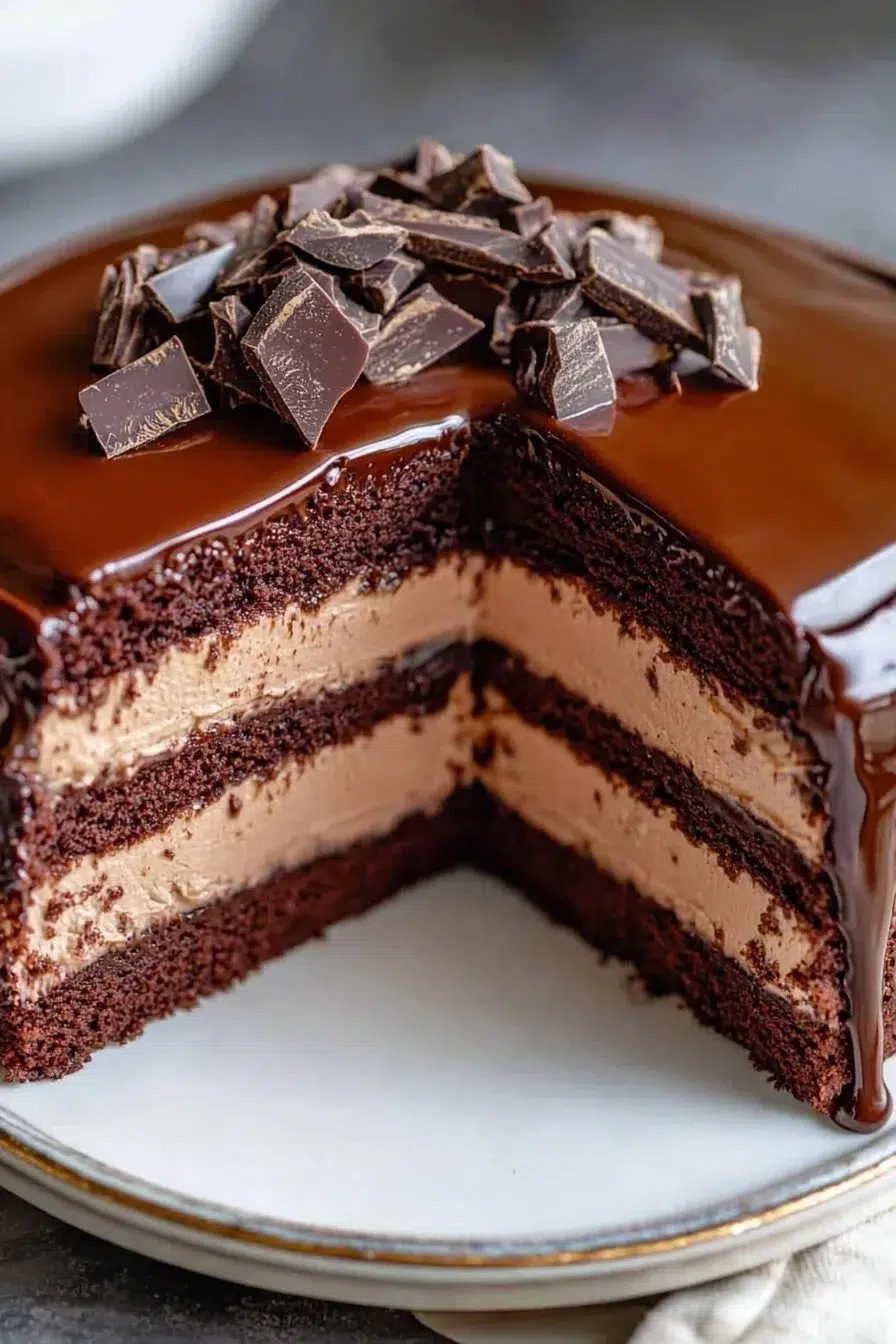Triple Chocolate Mousse Cake