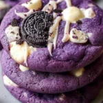 Delicious ube cookies and cream cookies fresh from the oven.
