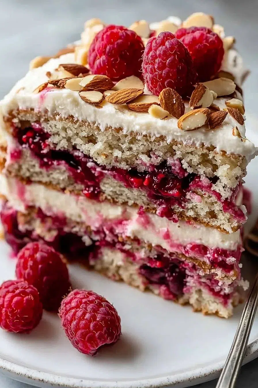 One Bowl Vegan Almond Raspberry Cake